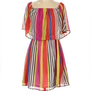 Palms Away Colorful Striped Dress Women's Size Small